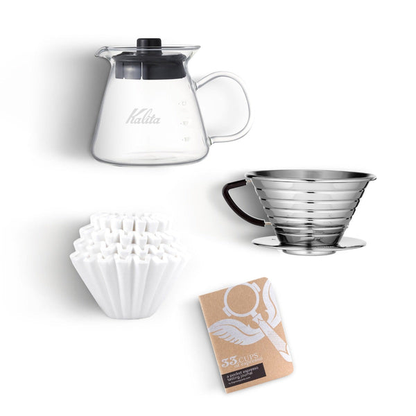Kalita Wave 185 Coffee Pour Over Kit - Stainless Steel